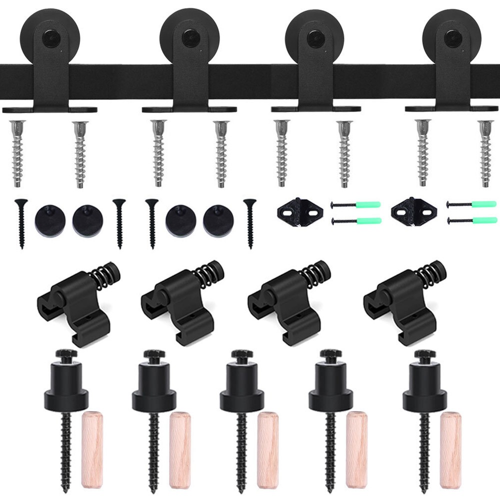 CCJH 4-20FT Ceiling Mount Sliding Barn Door Hardware Track Roller Kit Closet