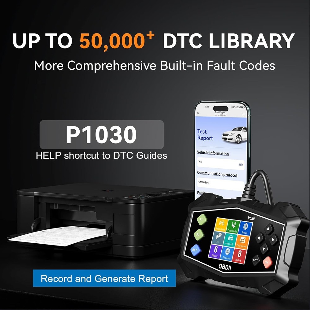 OBD2 Scanner Car Transmission Diagnostic Tool Report Code Reader Battery Tester