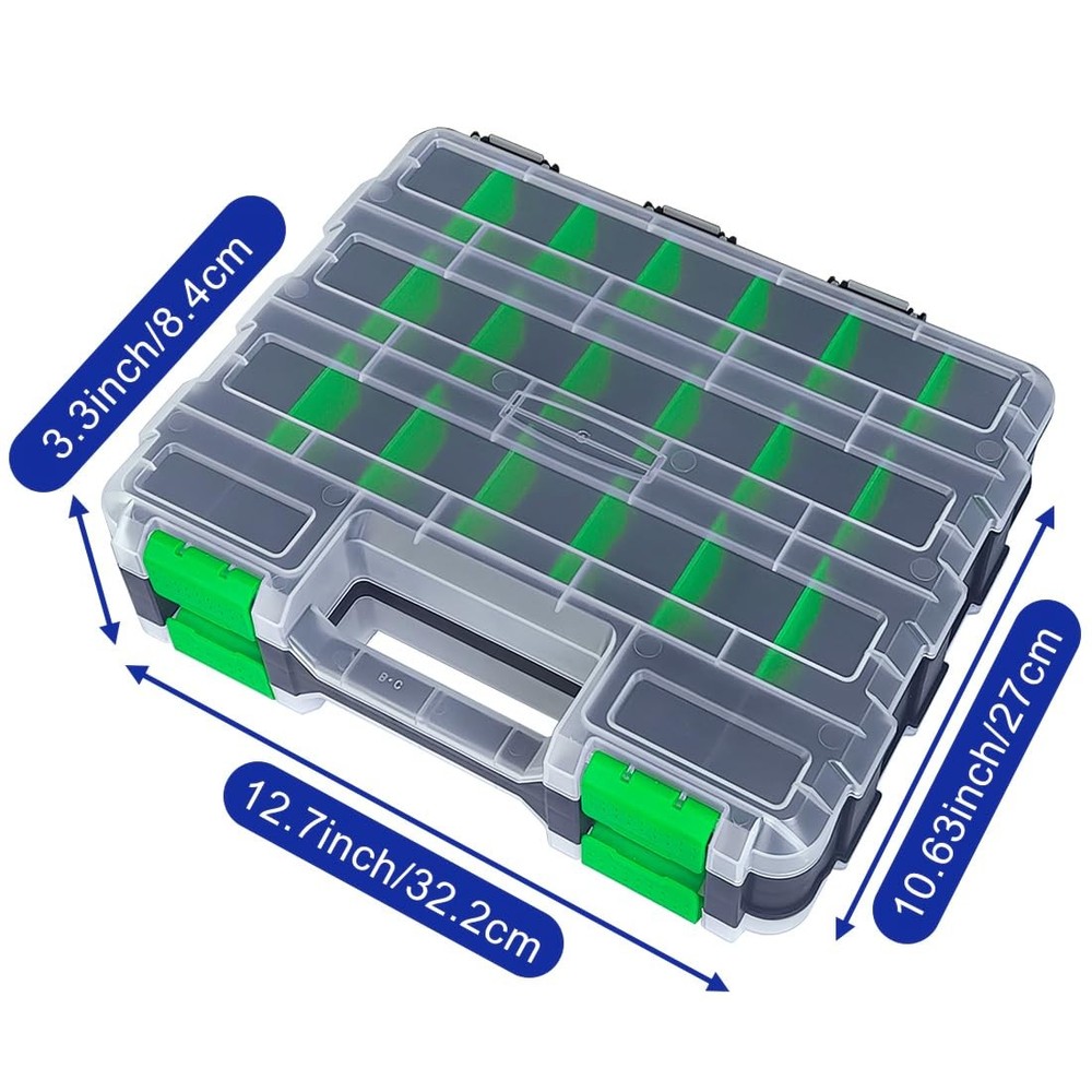 Tools Organizer Box Small Parts Storage 50-Compartment Double Side Green