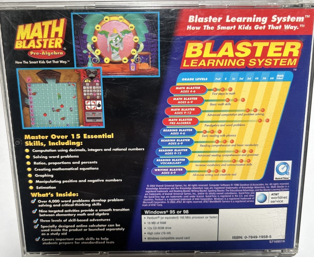 Math Blaster Mystery Pre‑Algebra – Educational CD‑ROM – Windows & Mac Compatible