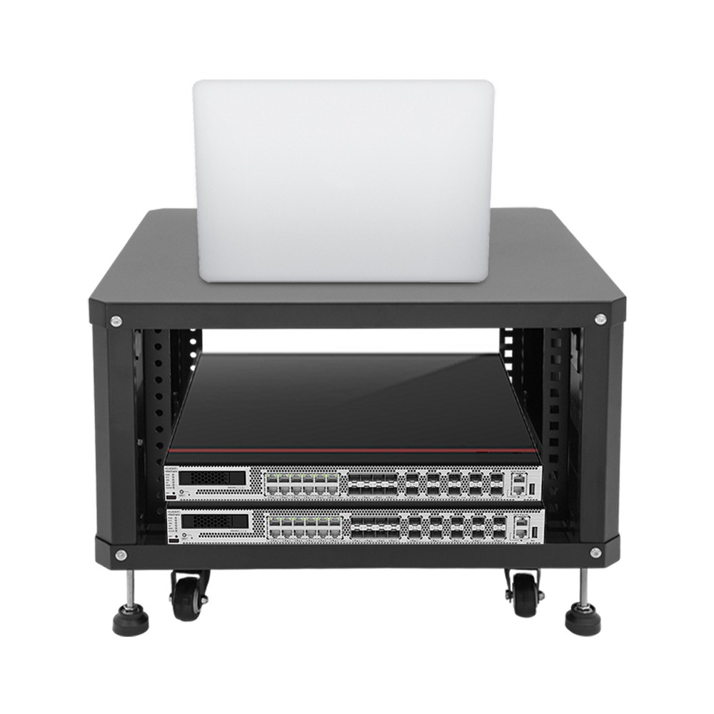 6U Stereo & Studio Rack w/ 4 Wheels, Rolling Network Cabinet Open Frame Rack