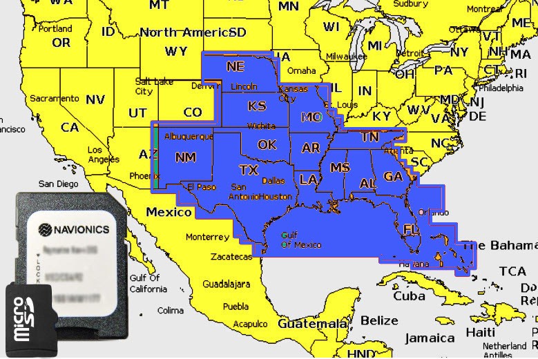 2026 Navionics+ Plus microSD+SD Chart Card Maps U.S. South Lakes,Rivers,Coastals
