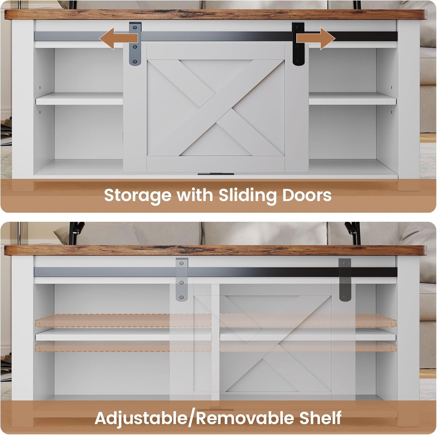 31.5" Lift Top Coffee Table with Storage, Farmhouse Square Coffee Table