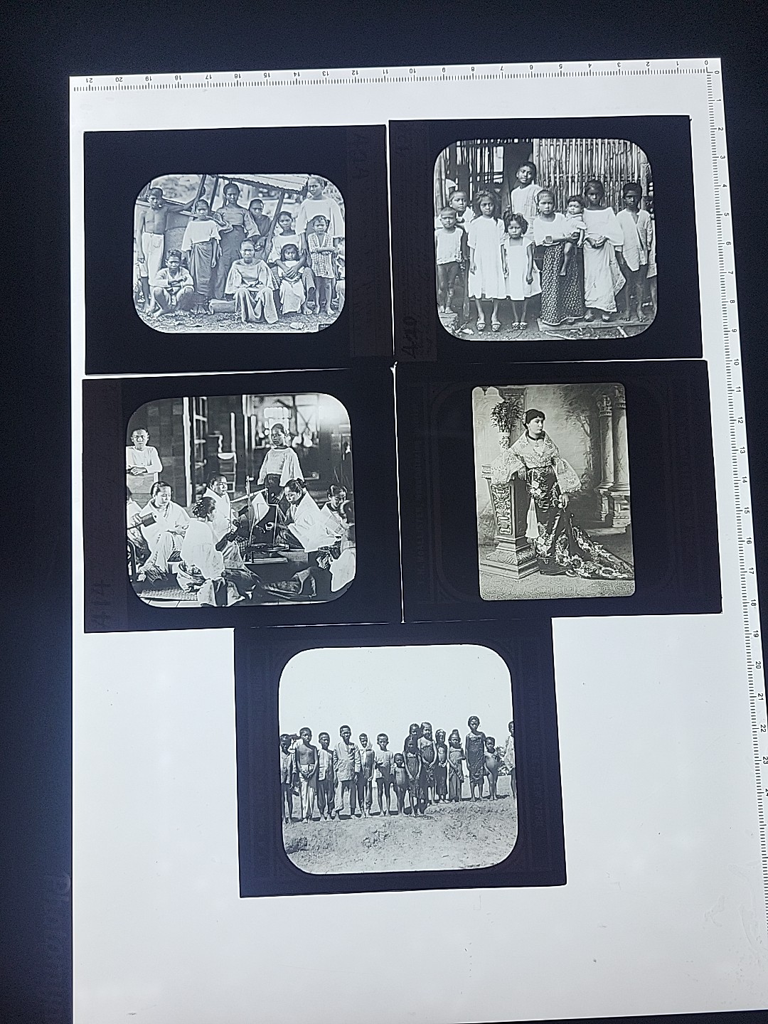 5 Antique Magic Lantern Glass Slide Photos