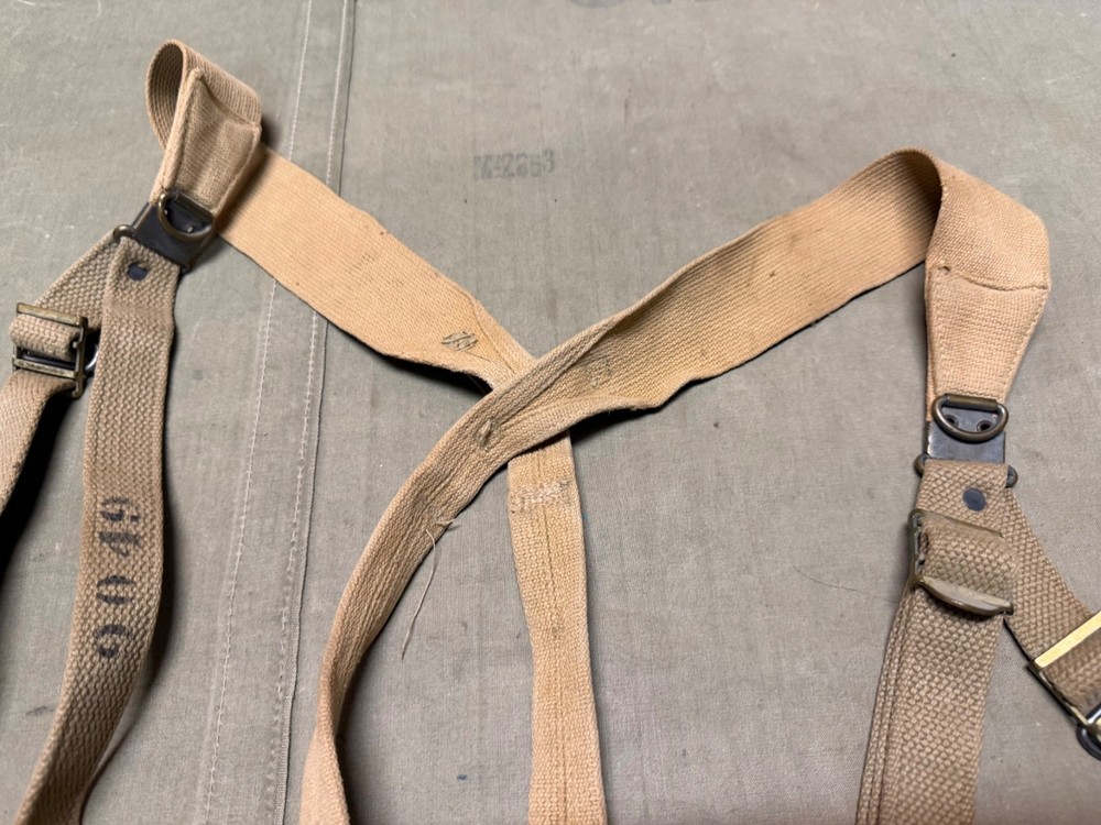 ORIGINAL WWII US ARMY M1936 COMBAT FIELD EQUIPMENT SUSPENDERS-OD#3, 1942
