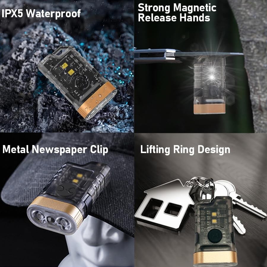 LED Small Powerful EDC Flashlight with Warm White Red Mini 4pc