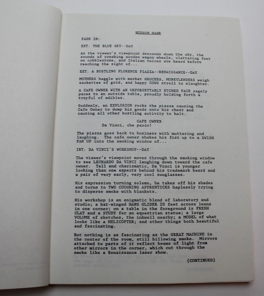 Hudson Hawk / Daniel Waters 1990 Movie Script Screenplay, Bruce Willis action