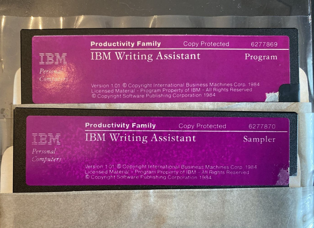 Vtg IBM Writing Assistant 5.25" Floppy Disk 1984 Vrs 1.01 Computer Program Discs