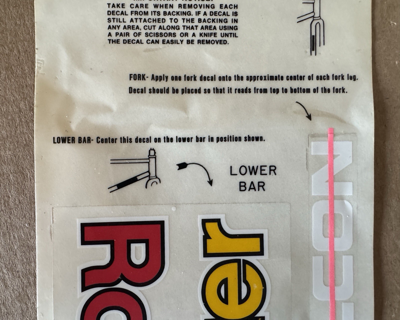 Roadmaster Falcon BMX Bicycle Tube And Fork Decals Sheet F-7518 1980’s