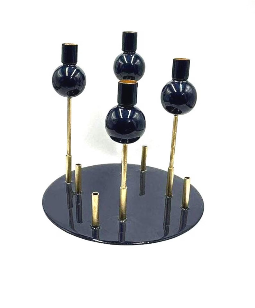 Premium Black Enamel Multi Candle Holder Stand