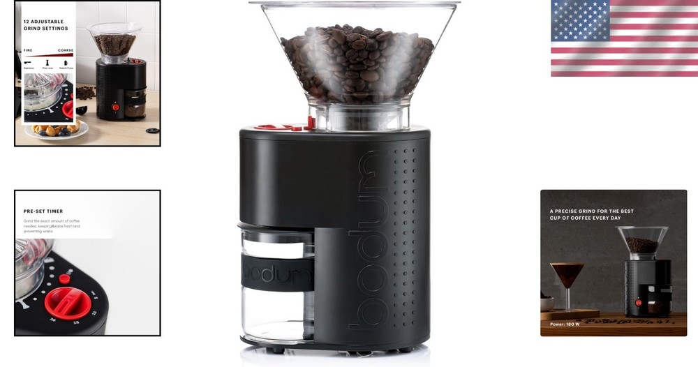 Burr Grinder with Timer, 12 Coarse-Fine Settings
