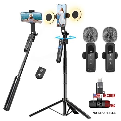 Content Creator Vlogging Kit for iPhone/Android,70-inch Auto Face Black-LM