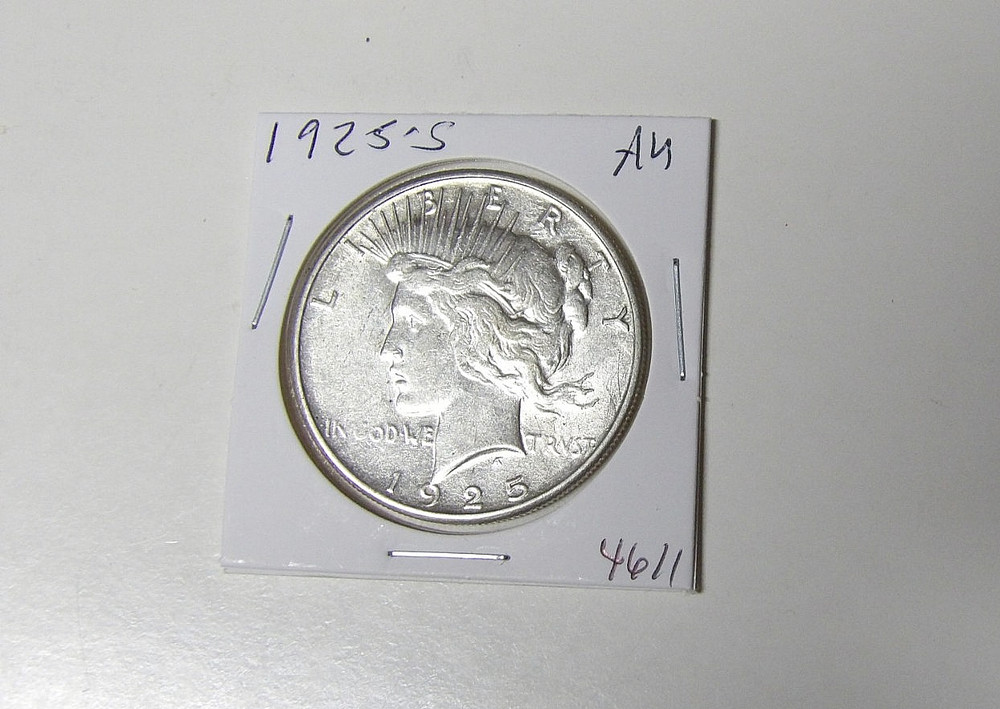 AU 1925-S Peace Silver Dollar Cleaned About Uncirculated San Francisco (92425)