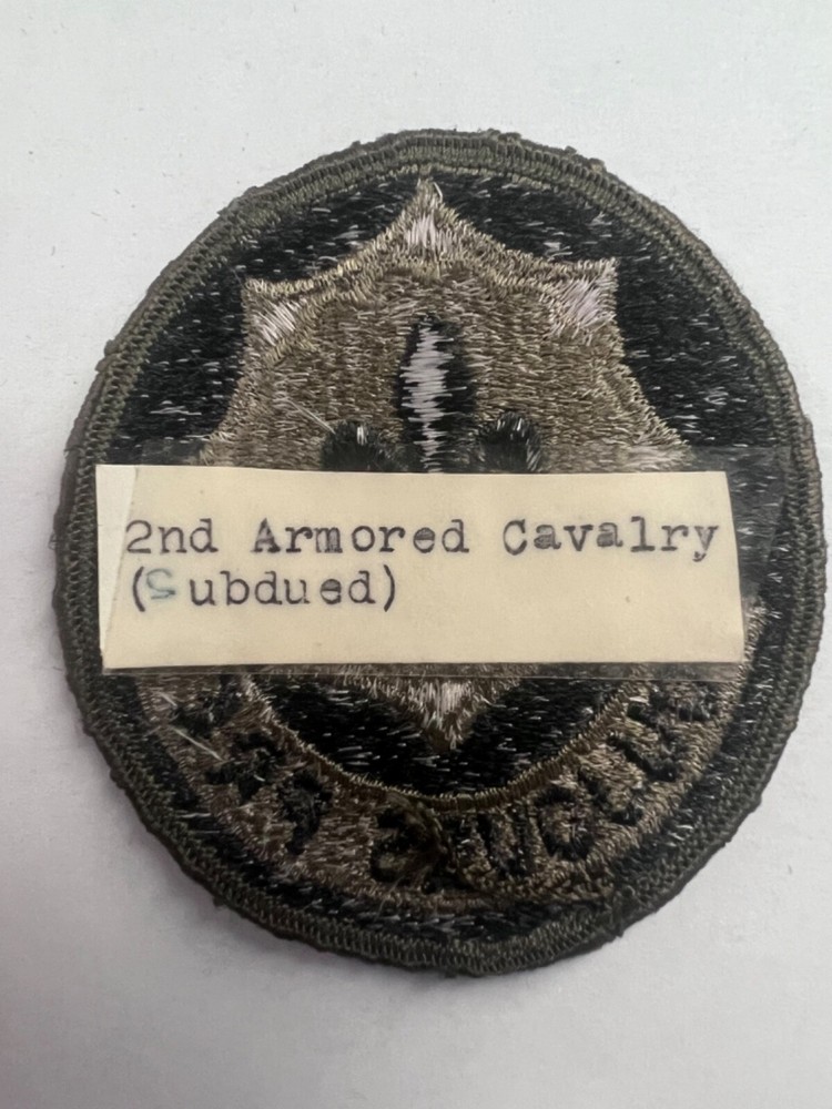 2nd Armored Calvary Regiment Subdued US Army Patch
