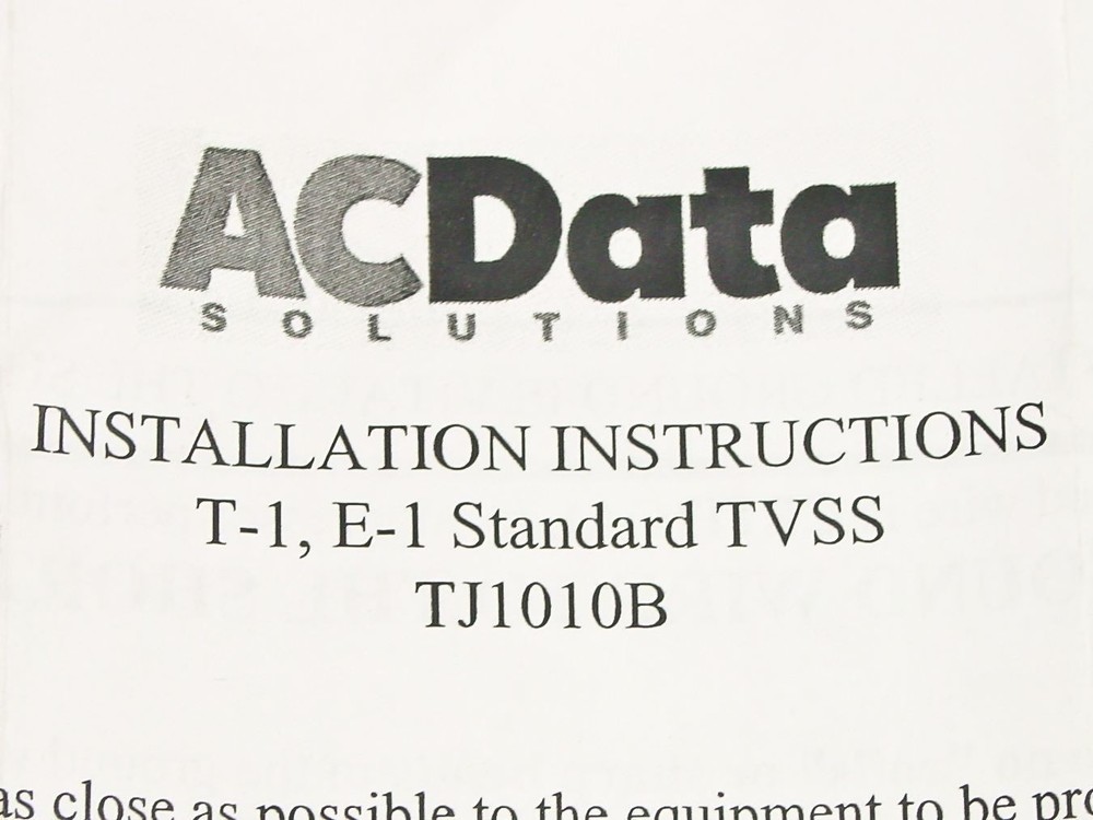 AC Data Systems T1 E1 Backhaul Surge Suppressor Protector - No Battery TJ1010B