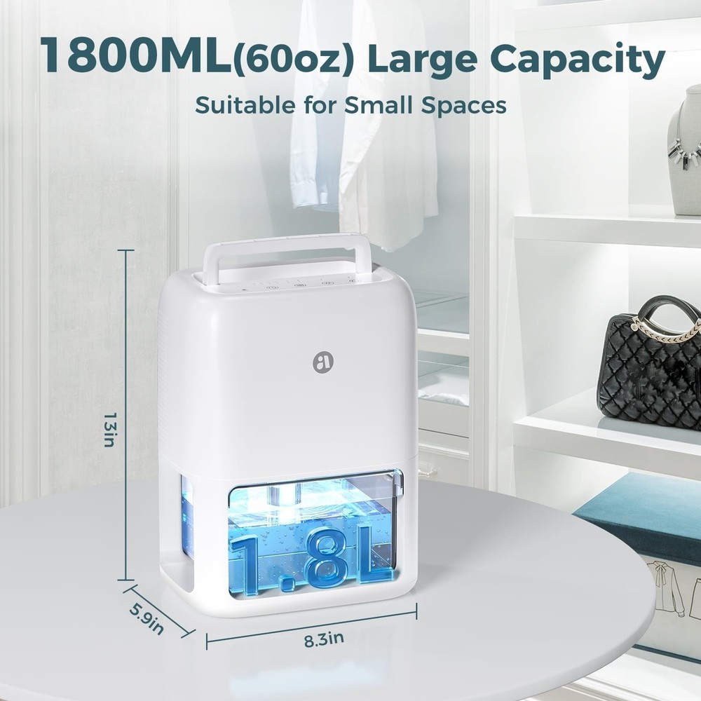 Dehumidifier for Home Small Space Moisture Control Quiet Timer Portable