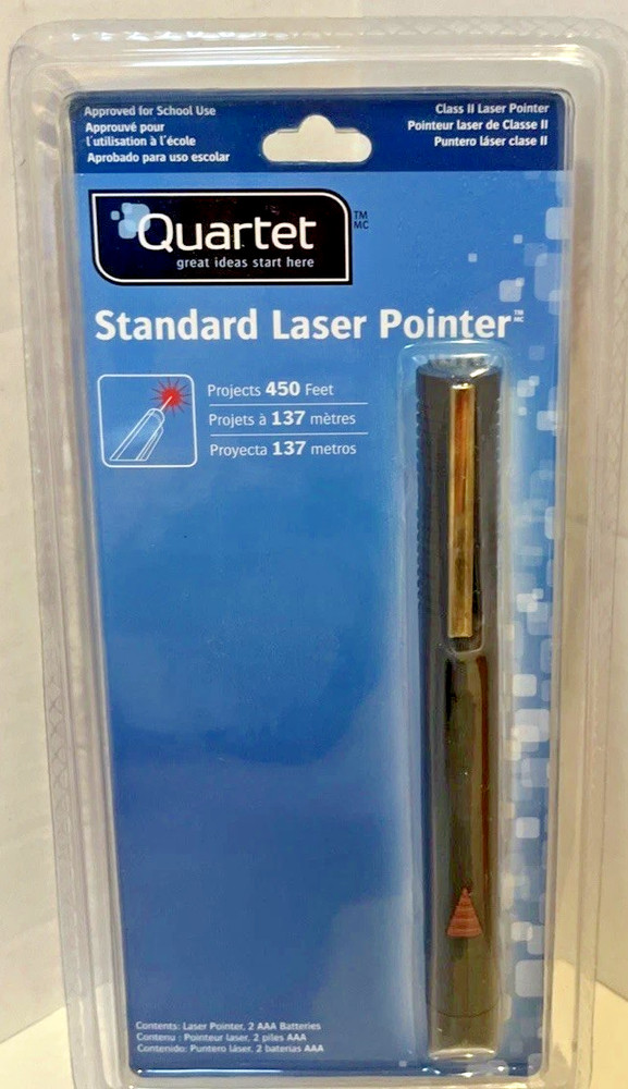 Quartet Standard Laser Pointer, Class 2, MP-1202Q, Projects 450 feet, School Use