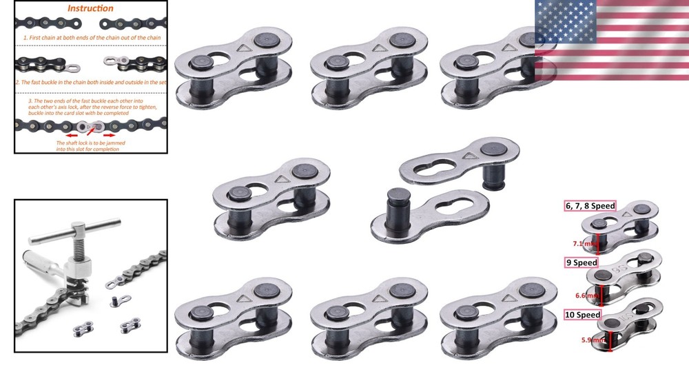 Compact Bicycle Missing Link Set for 6-10 Speed Chains - 16 Steel Pieces