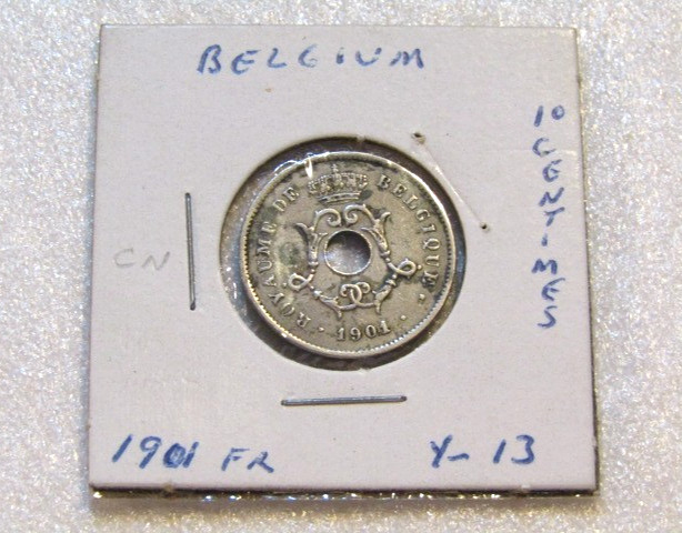 1901 Belgium 10 Centimes Coin
