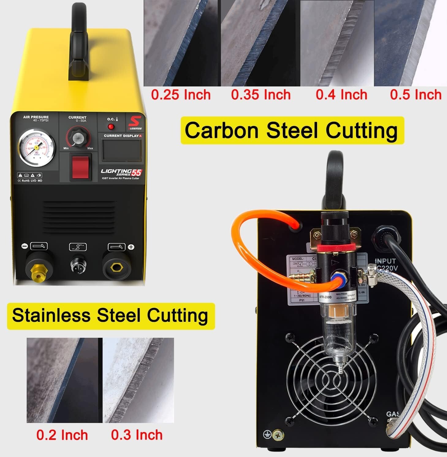 Plasma Cutter 55A with 110/220V Dual Voltage DC Inverter Cutting Machine