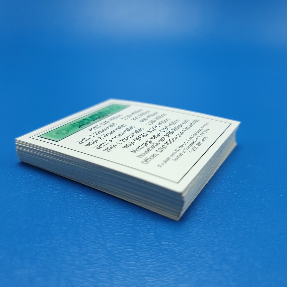 Monopoly Dot .Com Deeds Cards Replacement Game Piece Complete Set