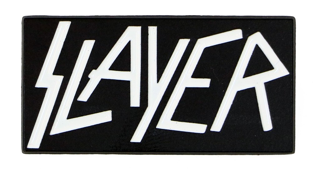 Authentic SLAYER Rectangle White Logo Lapel Pin NEW
