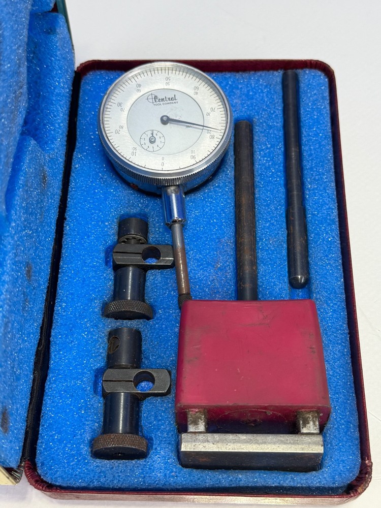 Central Tools Precision Dial Indicator W/ Magnetic Base 6406 - .001" ~Untested