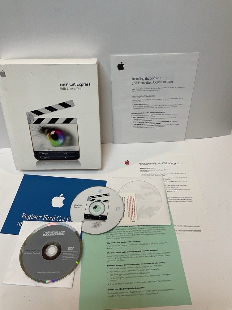 Vintage Apple Mac Final Cut Express Software Editor Version 1.0