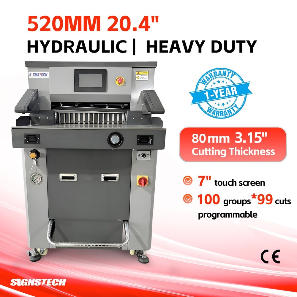 520mm 20.4" Hydraulic Paper Guillotine Cutter Programmable Stack Cutting Machine