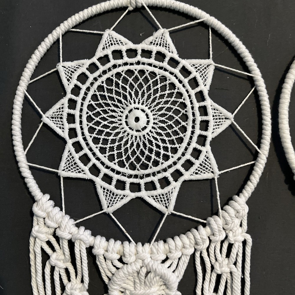 Set Of 2 Boho Macrame Dreamcatcher White