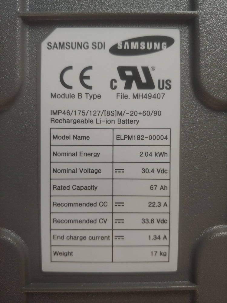 Samsung SDI Module Type B elpm182-00004 30.4VDC