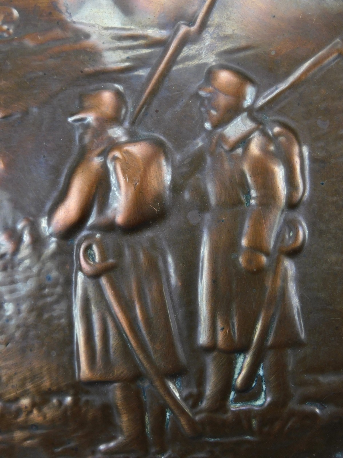 German Germany Antique WW1 Copper Tin Metal Wall Plaque Military Decor