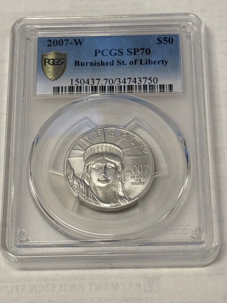 2007 w $50 Burnished Platinum Eagle PCGS SP 70