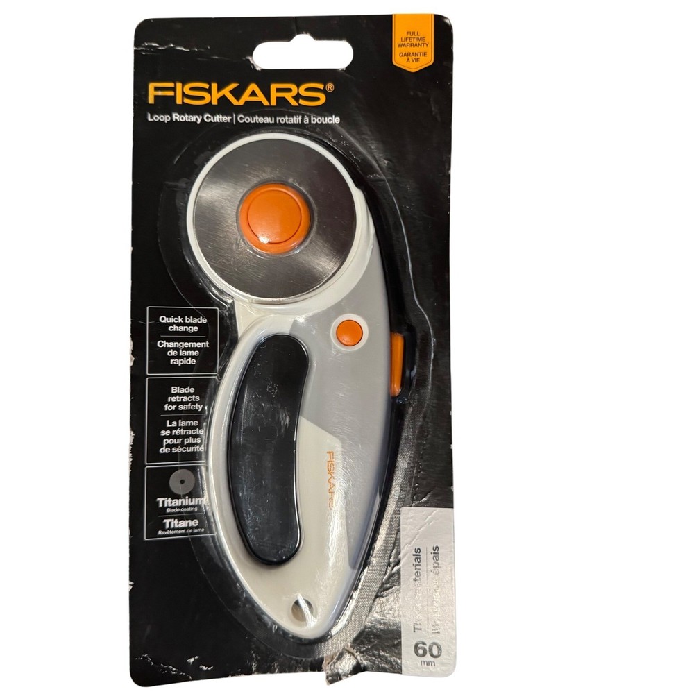 Fiskars 60mm Loop Rotary Cutter Titanium Blade Quick Change Safety Retract