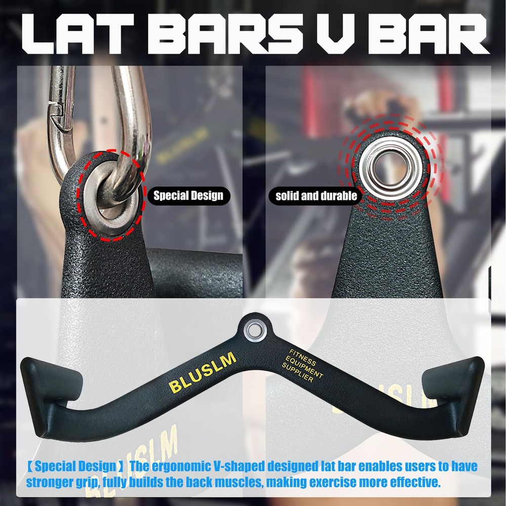 LAT Pull Down Bar for Cable Machine Pulldown T Bar V Bar Cable Attachments BL04