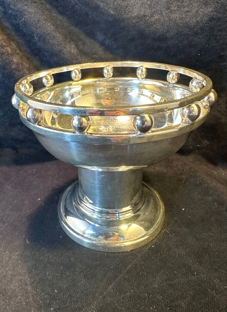 Vintage Larry Laslo Modern Silverplate Pedestal Bowl MCM Creative Gifts