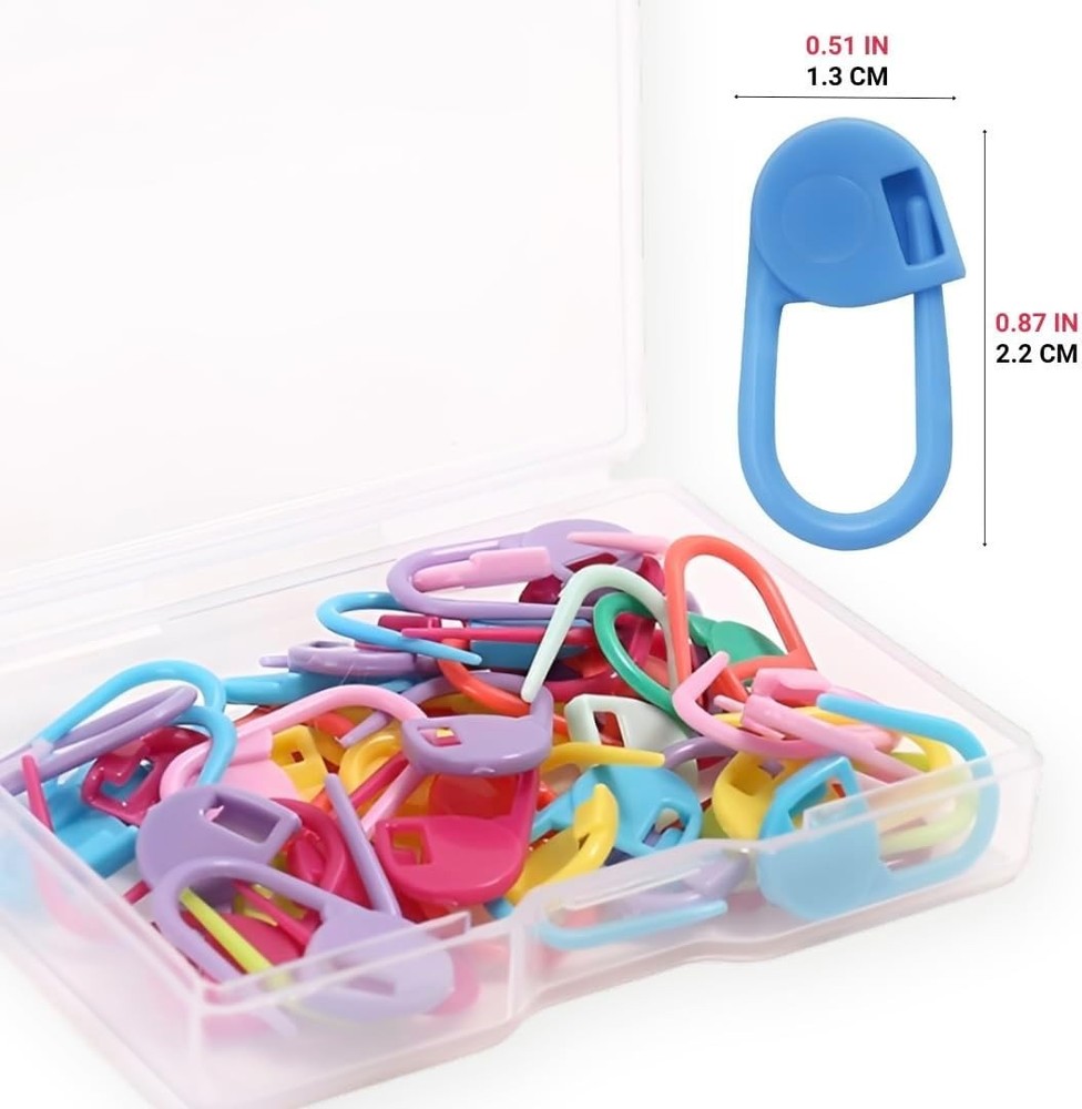 Easy-Locking 50-Pcs Plastic Stitch Markers - Versatile Knitting & Crochet Tools
