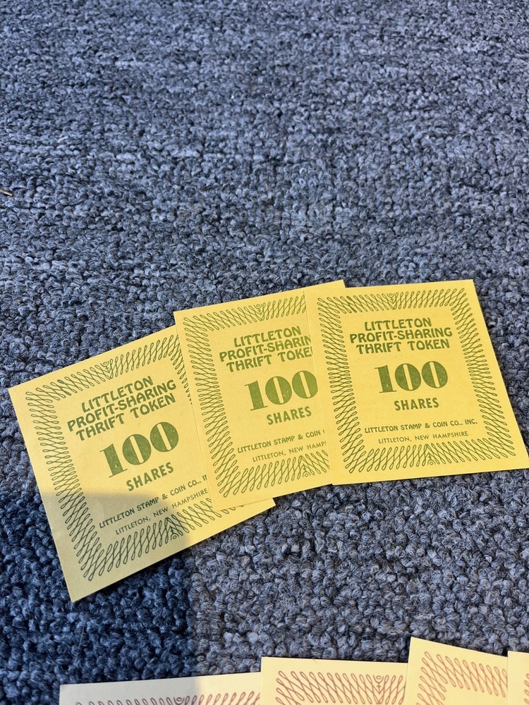 LOT VINTAGE LITTLETON PROFIT SHARING THRIFT TOKENS 951 SHARES (47 TOKENS)
