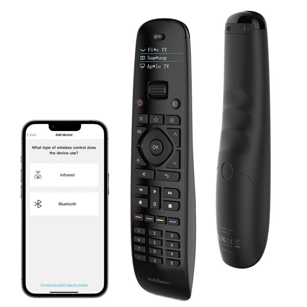 SofaBaton U2 Universal Remote with Backlit Button and Upgraded Scroll Black