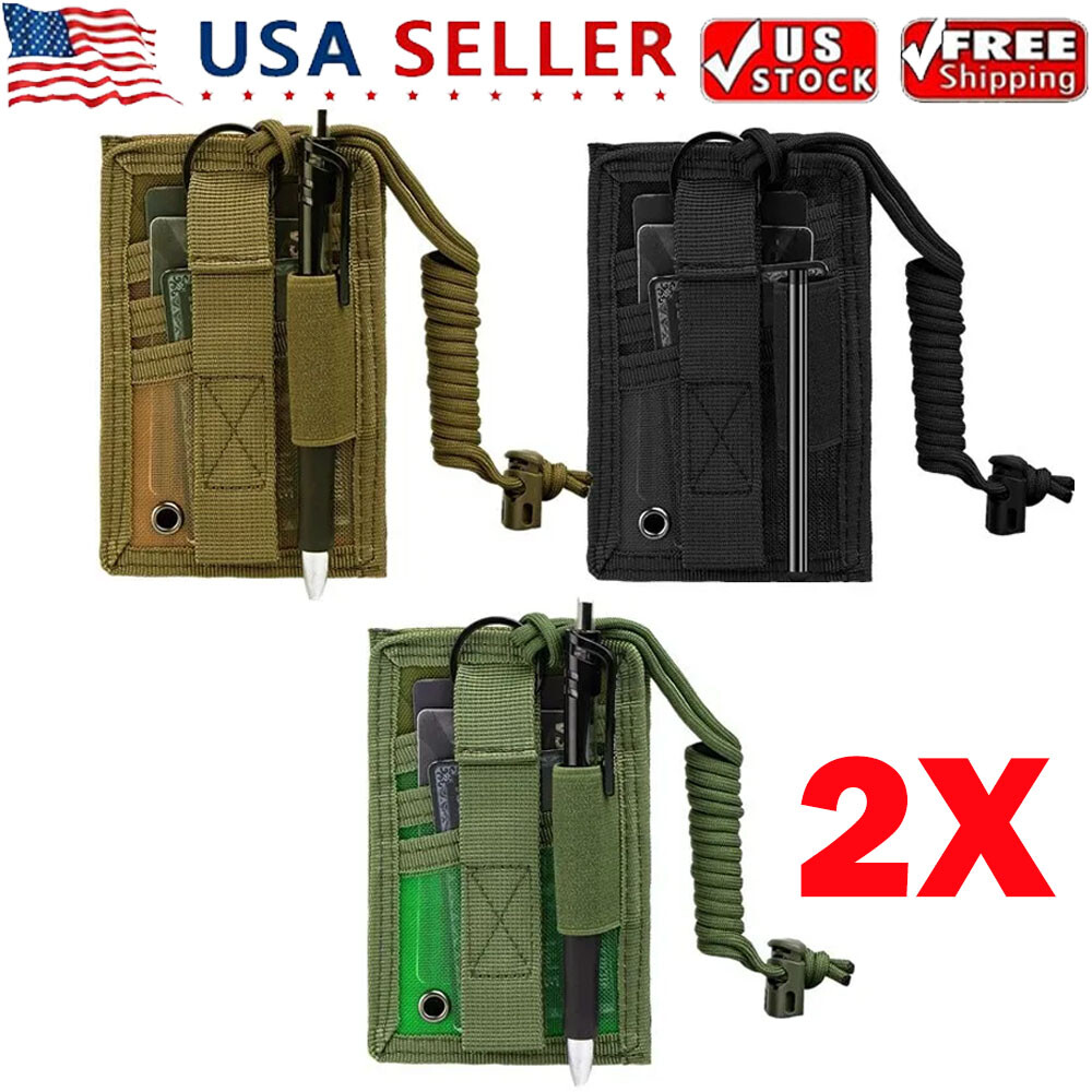 2PC Tactical ID Card Holders Hook&Loop Patch Badge Organizer - Neck Lanyard NEW