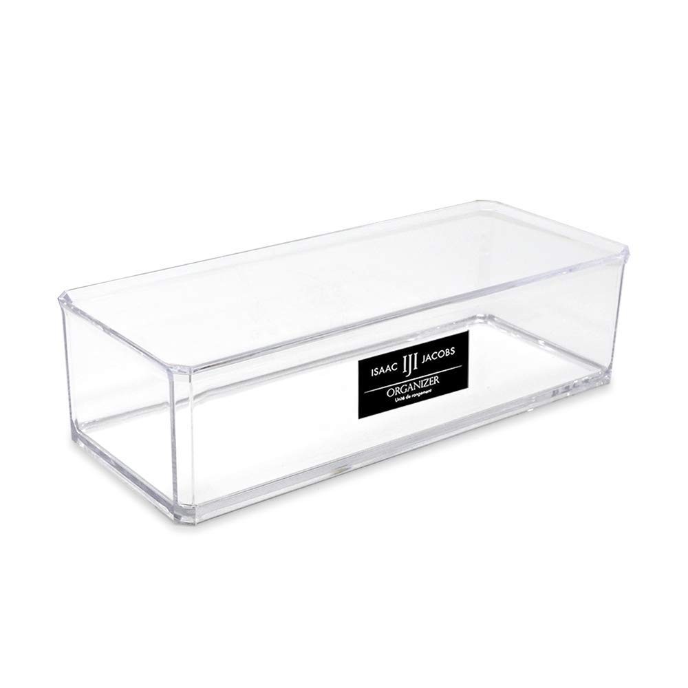 Isaac Jacobs Clear Acrylic Rectangular Stackable Storage Organizer, (9 L x 3.5 W