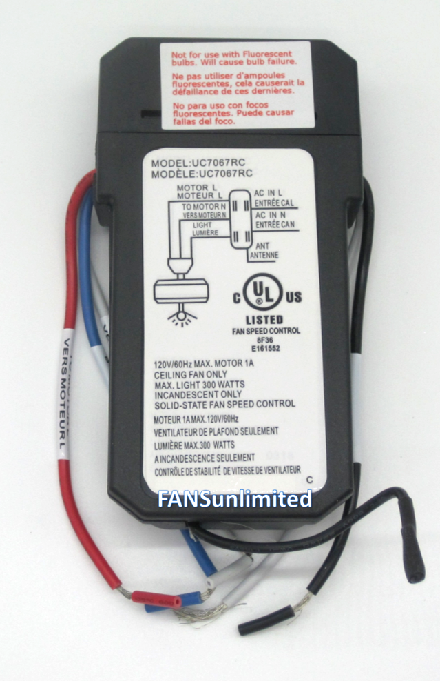 Emerson SR100 Replacement Ceiling Fan Remote Control Kit INCLUDES BATTERY