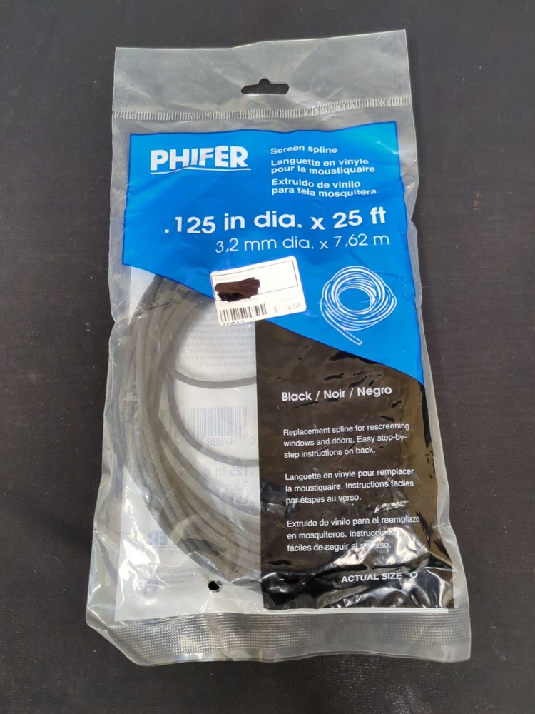 Phifer .125 in dia. x 25ft screen spline