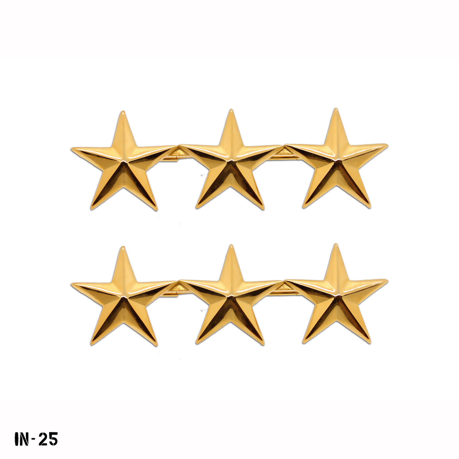 PAIR Lieutenant General ~ 3 Star Pins ~ Gold Tone ~ Gemsco USA ~ NEW