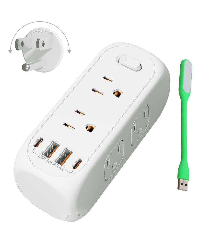 USB Outlet Extender Surge Protector 6 AC Multi Plug 4 USB 15A 1875W Splitter