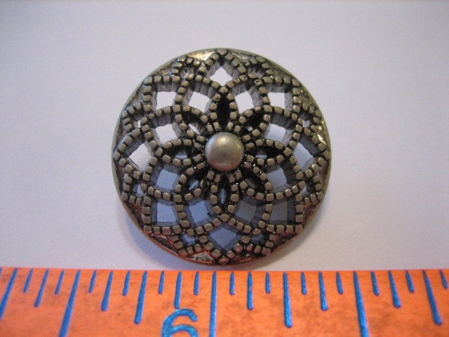 Vintage 13/16" Metal Pattern Button - V66
