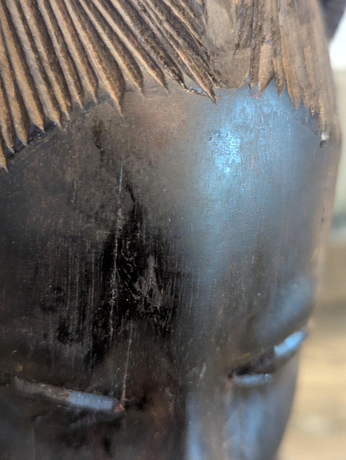 African Tribal Woman Bust Hand Carved Wood Sculpture Ethnographic Head Statue...