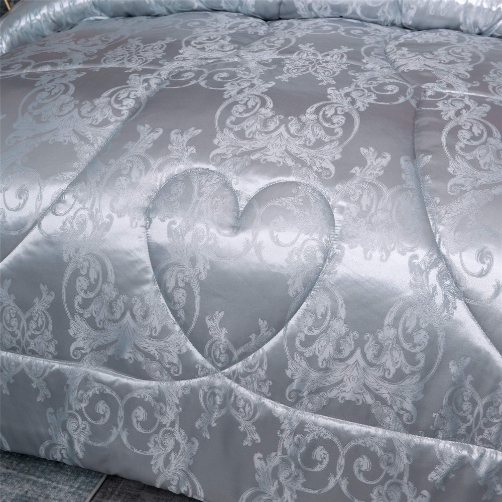 King Size Comforter Set, Silver Bedding Comforter Sets All Season Grey Bed Co...