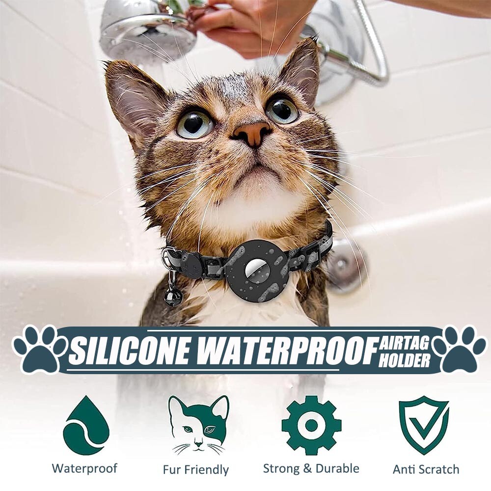 AirTag Cat Collar Reflective Air Tag Dog Pet Collar with Bell Breakaway Safety