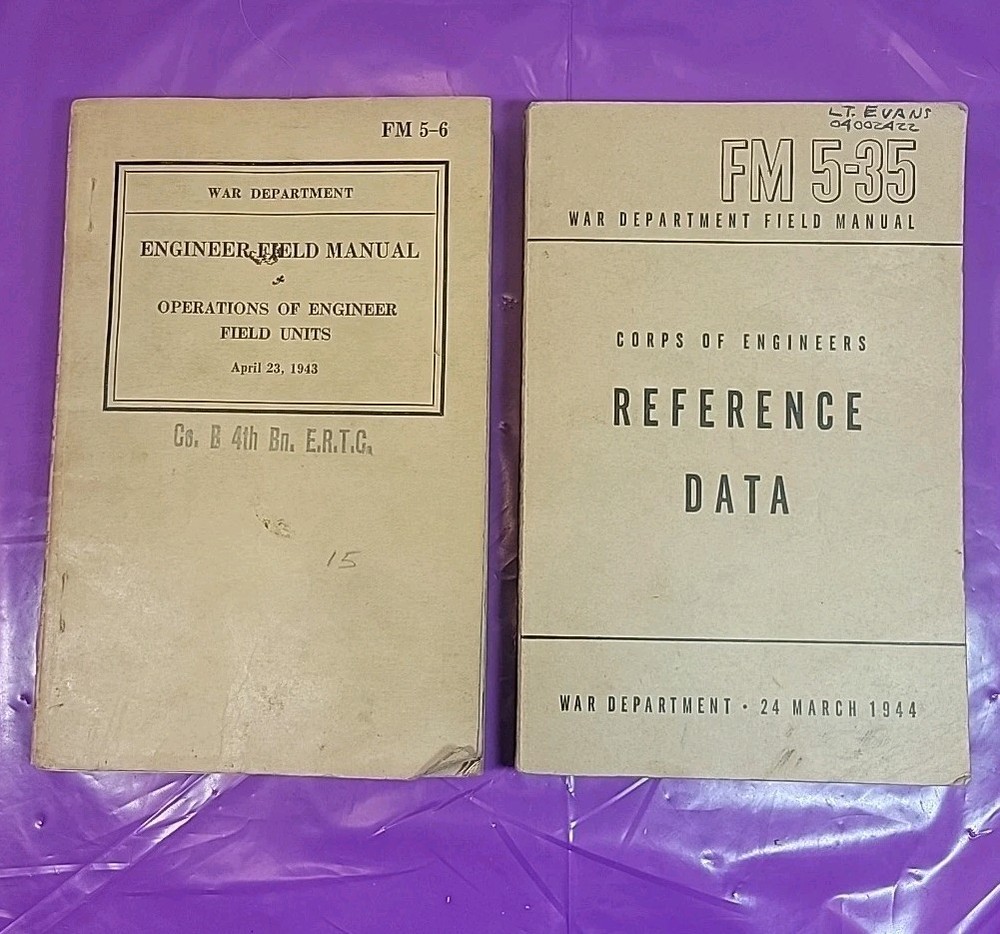 WW2 War Department 1943 Engineer Field Manual 1944 Corps Of Engineers Ref Data